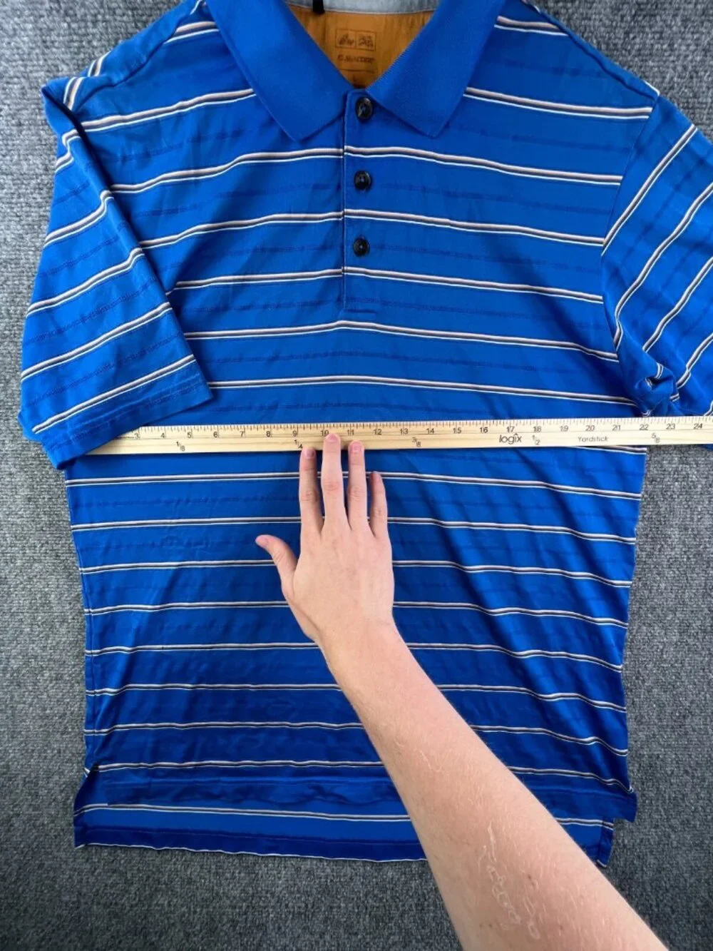 Adidas Climacool Blue Gold Striped Large Short Sleeve Polo Shirt Men’s Golf